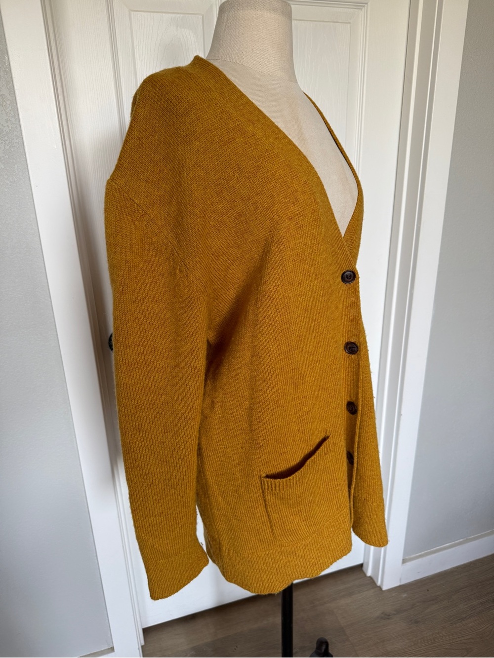 Pendleton Mustard Shetland Wool Cardigan Sweater - Picture 7 of 11